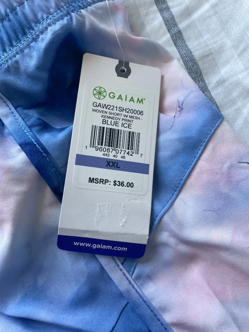 NEW Gaiam Women’s Shorts, Kennedy Print Blue Ice, Size XXL
